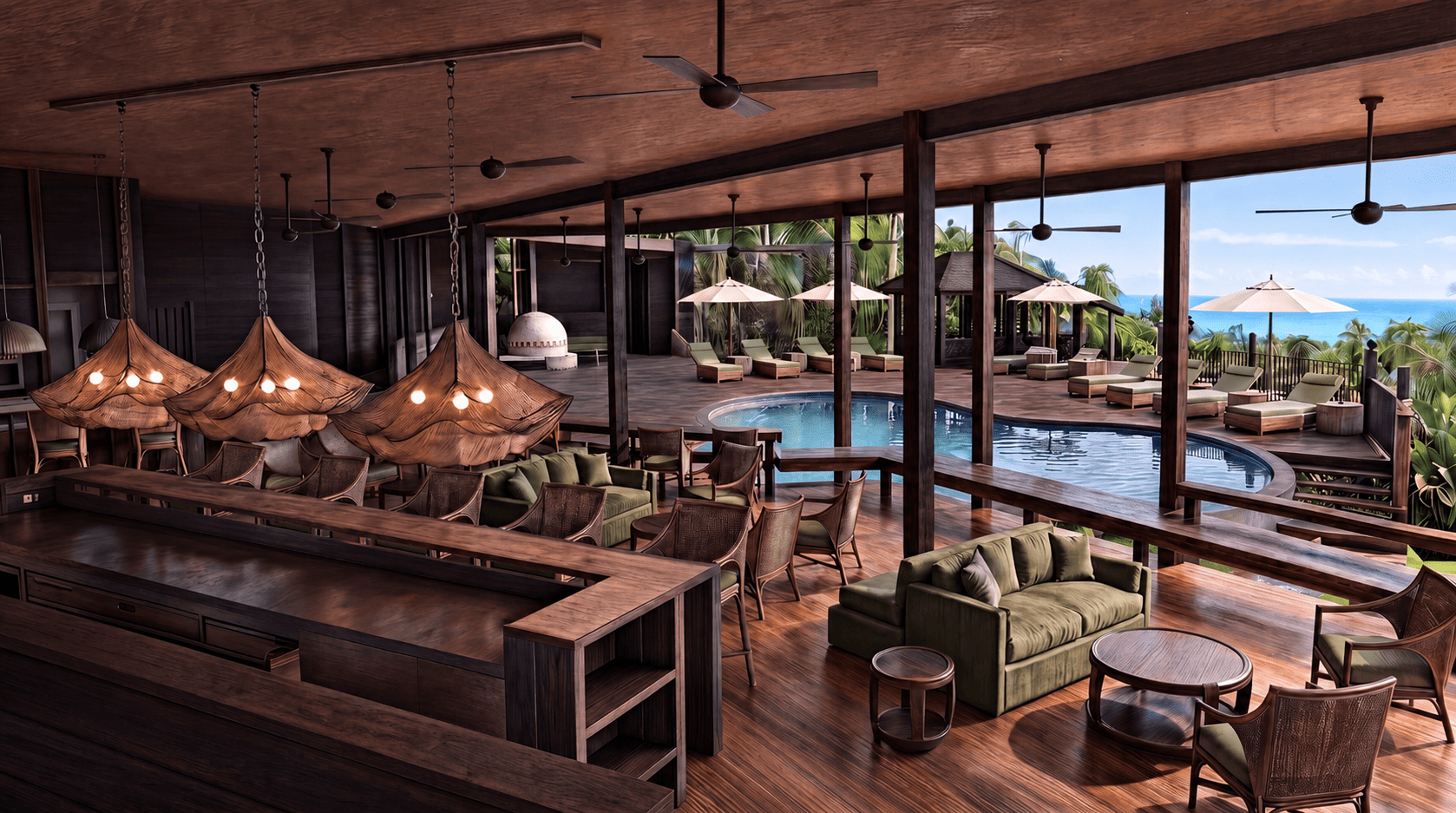 Ever Bloomfield - Spaces to Gather - Pool Side Lounge and Bar